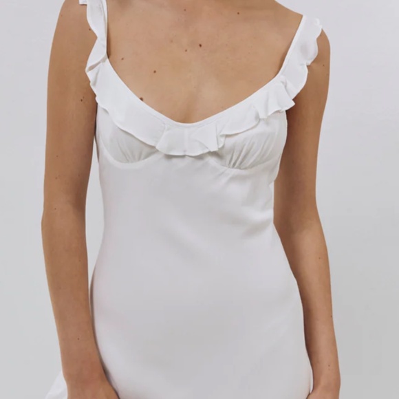 VRG GRL ROSALIA BIAS CUT MIDI DRESS WHITE - Picture 1 of 5
